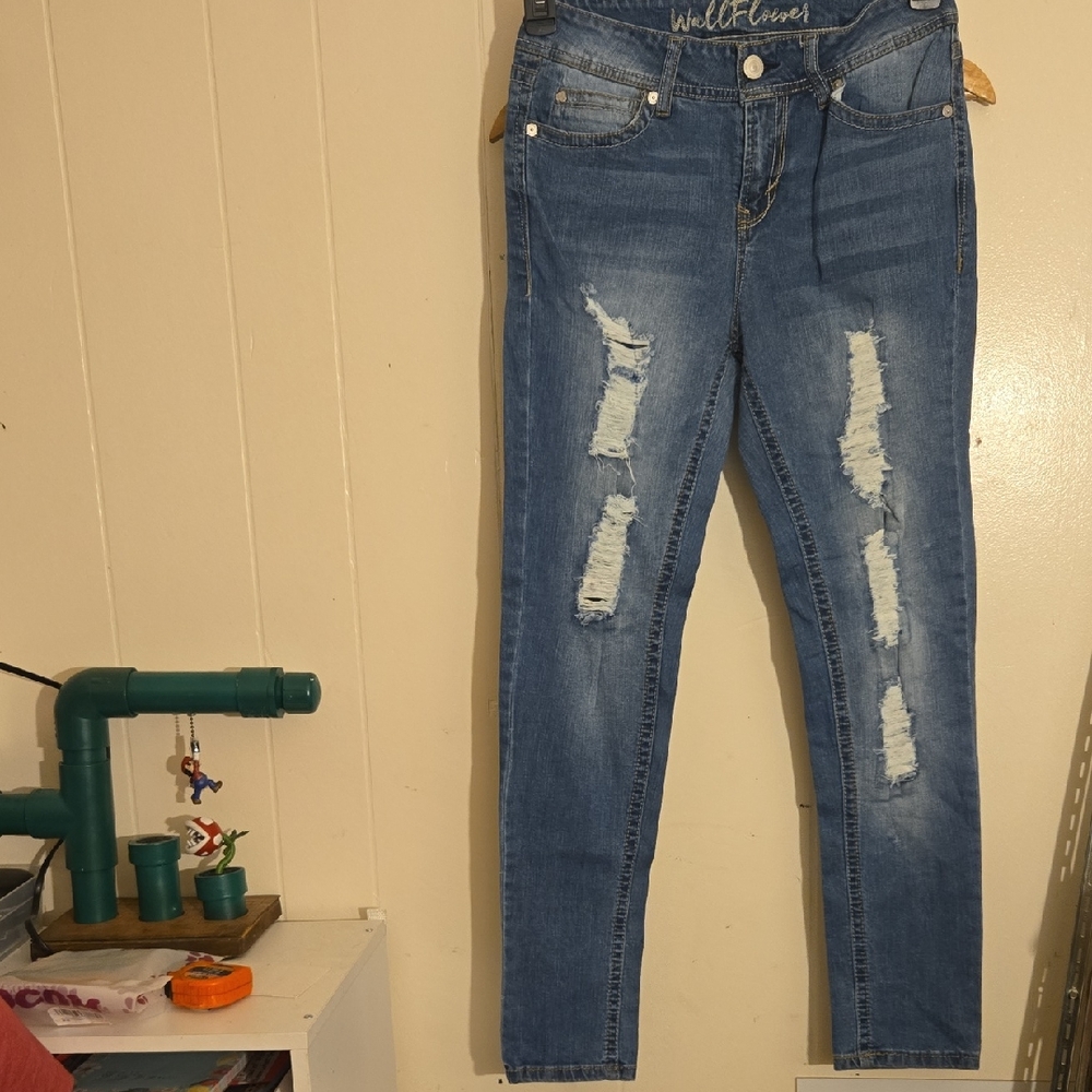 Wallflower Ripped Skinny Jeans in Light Blue